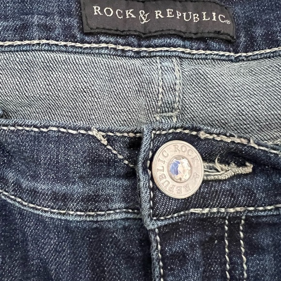 ROCK & REPUBLIC Berlin cotton stretch embellished pocket skinny jeans size 14 - Picture 4 of 6